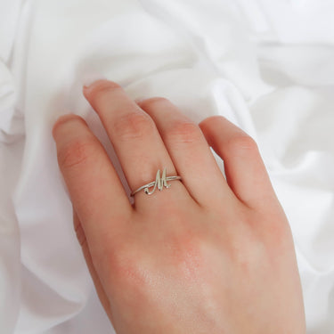 Silver Cursive Initial Ring